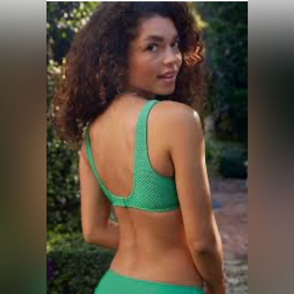 aerie Other - aerie two piece, crinkled, bathing suit, green with cheekiest bottoms